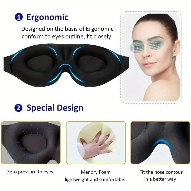 3D Contoured Cup Sleeping Mask and Blindfold - A-1 Thread Vault