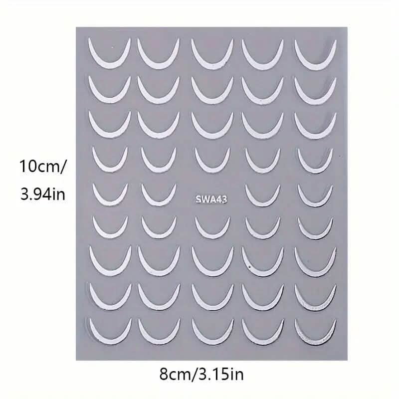 3D Gold-Finished French Kiss Crescent Nail Stickers - A-1 Thread Vault