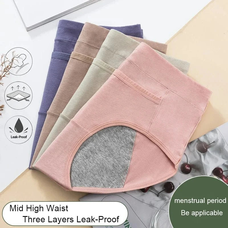 3PCS Cotton Menstrual Panties Leak Proof Breathable Cartoon cat Panties Woman Women Girls Physiological Pants Women's Intimates - A-1 Thread Vault