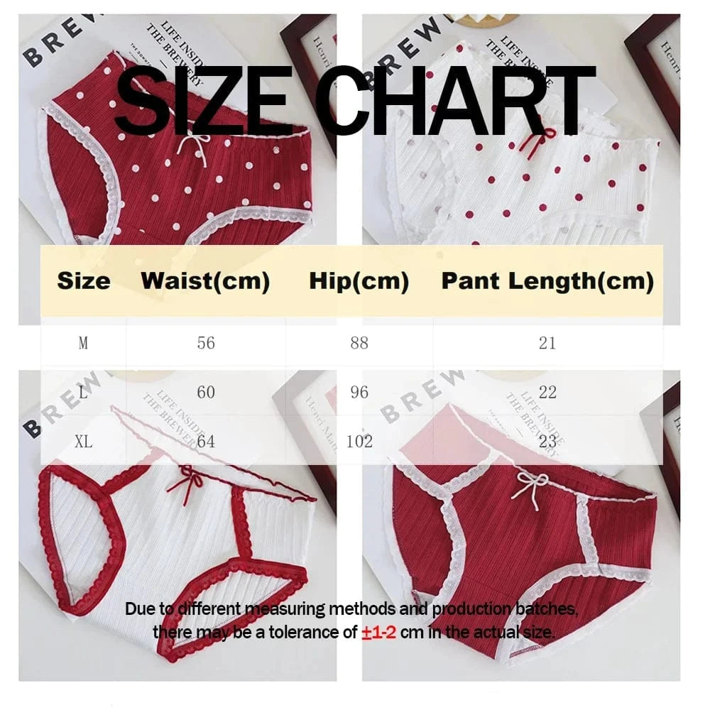 3pcs Cotton Women's Panties Sweet Cute Printed Student Mid-Waist Underwear Fashionable Breathable Girls Daily Briefs - A-1 Thread Vault