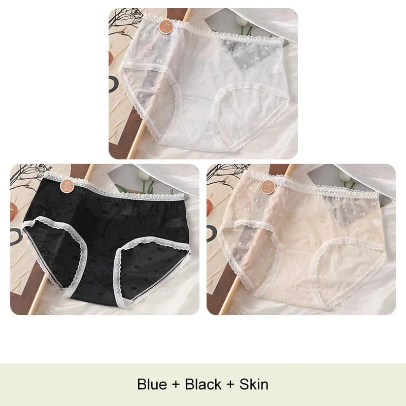 3PCS Lifter Women Fashion Female Panties Mesh Thin Plus Size Panties Lingerie Sexy Underware Woman Underwear Briefs Seamless - A-1 Thread Vault