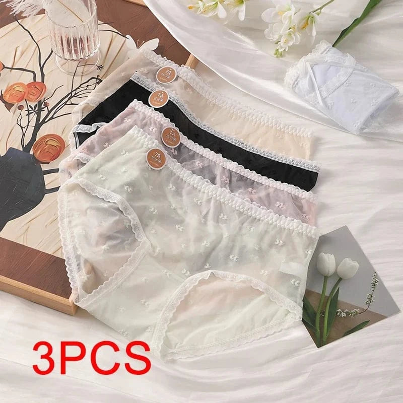 3PCS Lifter Women Fashion Female Panties Mesh Thin Plus Size Panties Lingerie Sexy Underware Woman Underwear Briefs Seamless - A-1 Thread Vault