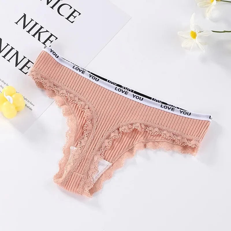 3Pcs/Lot Lace Thong Women's Tanga Low Waist Sexy Lingeries Cotton Panties Laides T Back Pants Girls Underwear Female Underpants - A-1 Thread Vault