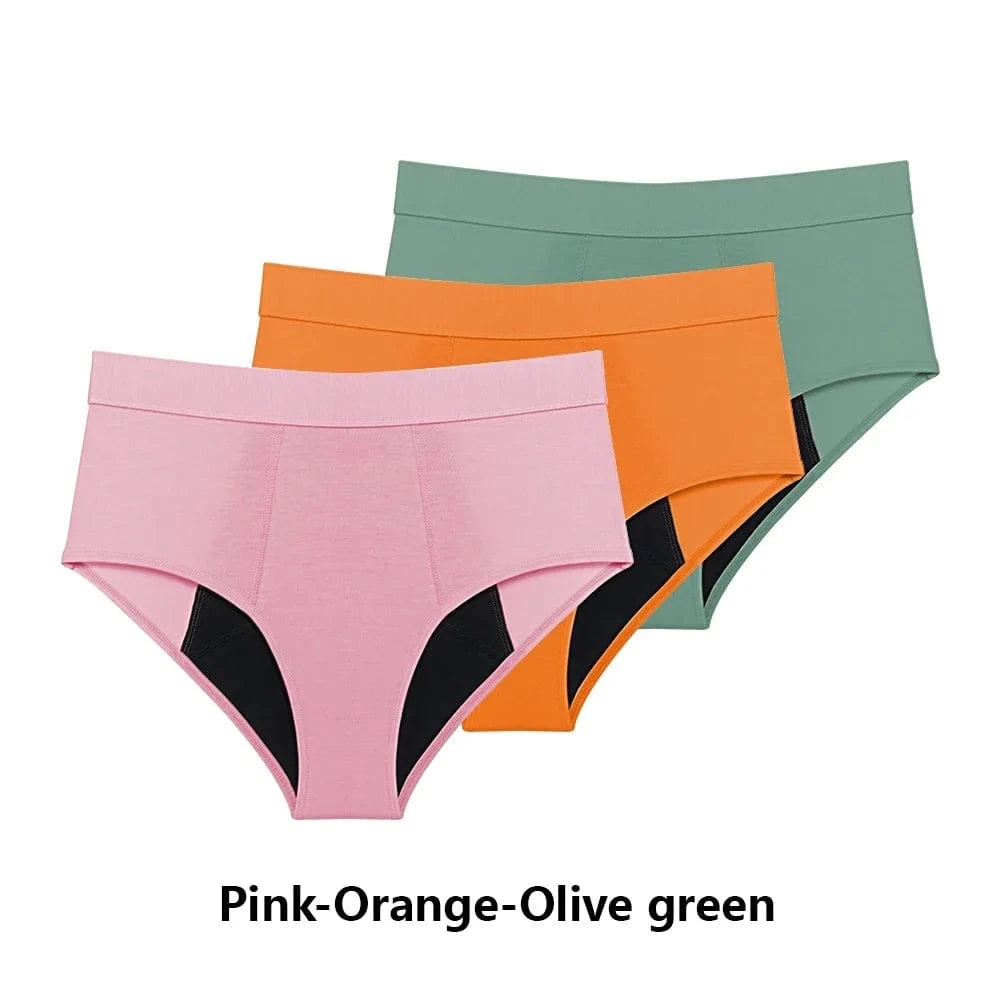 3PCS/Lot Menstrual Panties Woman Very Abundant Flow Menstruation Underwear High Waist Leak Proof Period Panties for Girls Set - A-1 Thread Vault