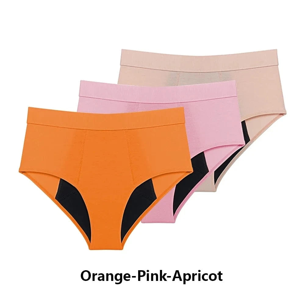 3PCS/Lot Menstrual Panties Woman Very Abundant Flow Menstruation Underwear High Waist Leak Proof Period Panties for Girls Set - A-1 Thread Vault