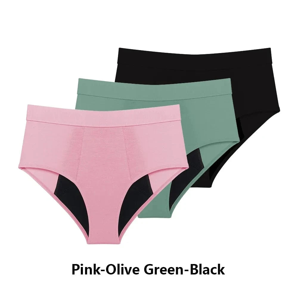 3PCS/Lot Menstrual Panties Woman Very Abundant Flow Menstruation Underwear High Waist Leak Proof Period Panties for Girls Set - A-1 Thread Vault