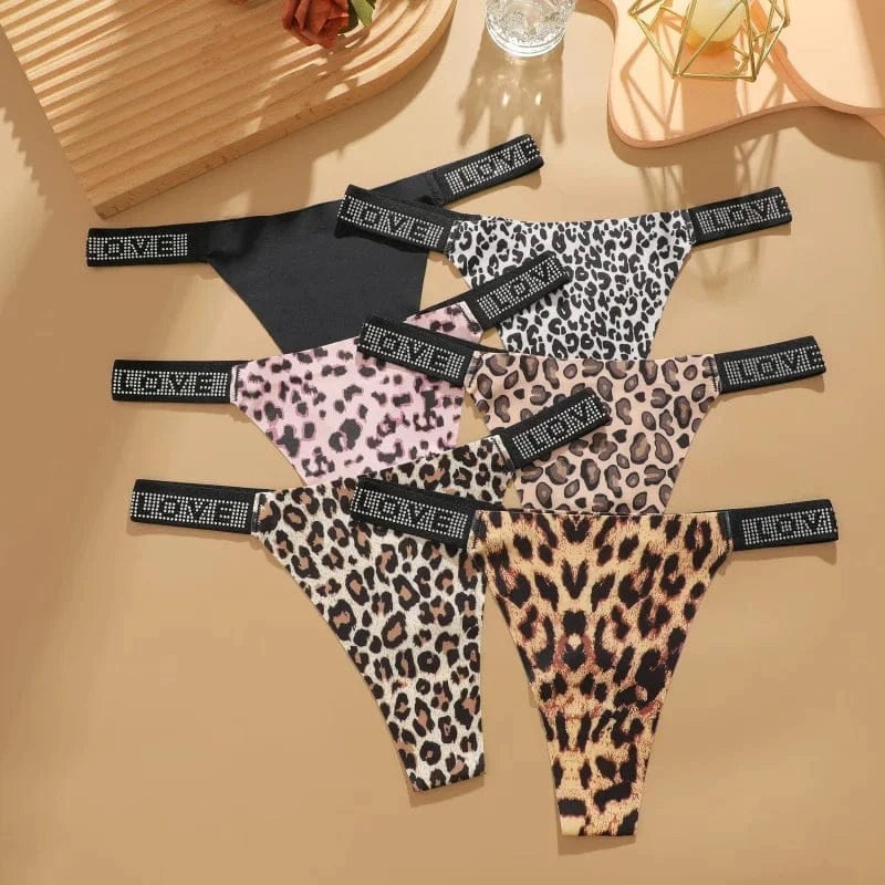 3Pcs/Set Low Waist Sexy Panties Women Thongs Rhinestones Letter Diamonds G-string Sports Thong Shorts Briefs T-back Size XS-XL - A-1 Thread Vault