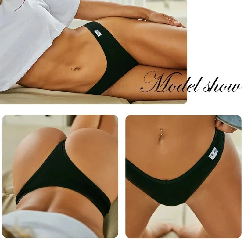 3Pcs/Set Women Cotton Thongs Panties Sexy Low Waist G-String Briefs Ladies Brazilian Lingerie Girls Breathable Intimates Bikini - A-1 Thread Vault