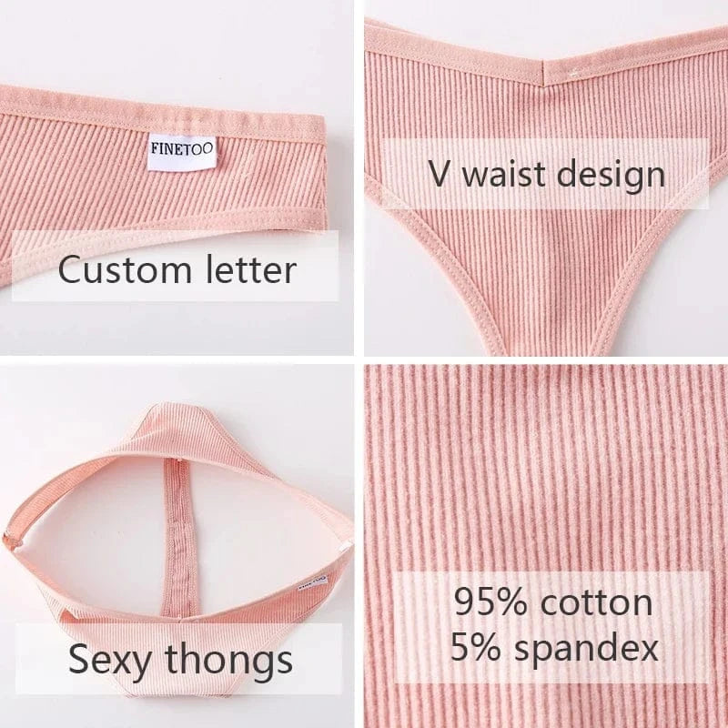 3Pcs/Set Women Cotton Thongs Panties Sexy Low Waist G-String Briefs Ladies Brazilian Lingerie Girls Breathable Intimates Bikini - A-1 Thread Vault