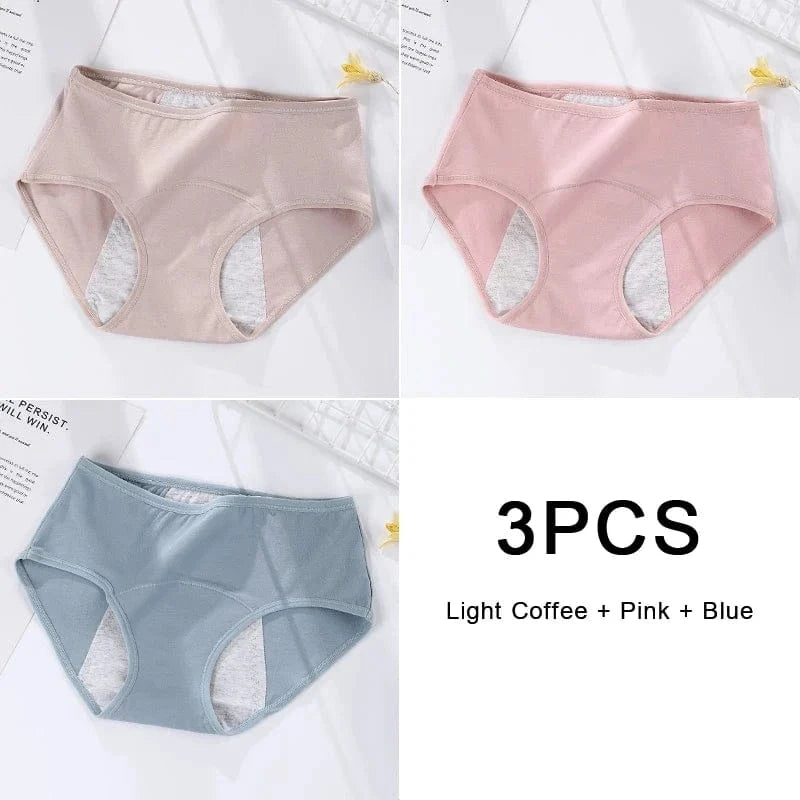 3PCS/set Women's menstrual briefs large flow postpartum water absorption leakproof briefs women's pure cotton menstrual briefs - A-1 Thread Vault