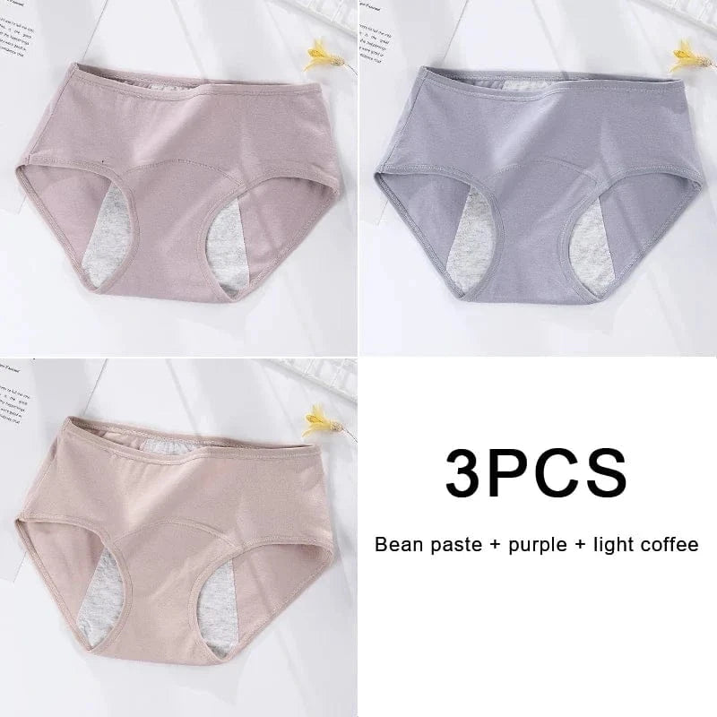 3PCS/set Women's menstrual briefs large flow postpartum water absorption leakproof briefs women's pure cotton menstrual briefs - A-1 Thread Vault