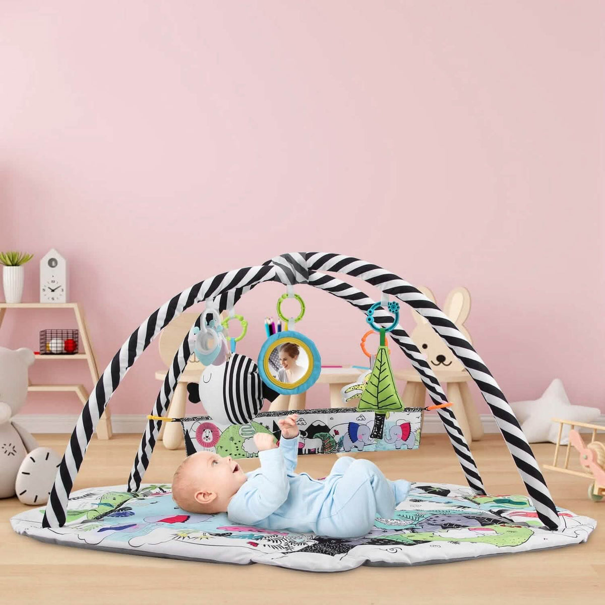 4-in-1 Baby Gym Play Mat Ball Pit with Pillow 18 Balls 9 Toys for 0-3 Years Old - A-1 Thread Vault
