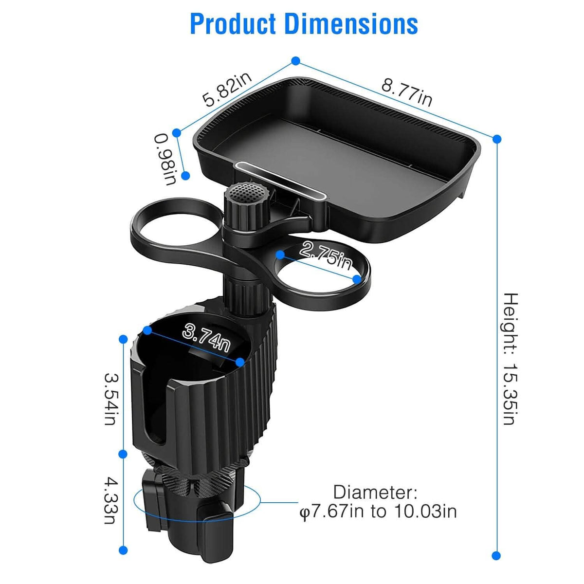 4-in-1 Car Cup Holder Tray Food Table - A-1 Thread Vault