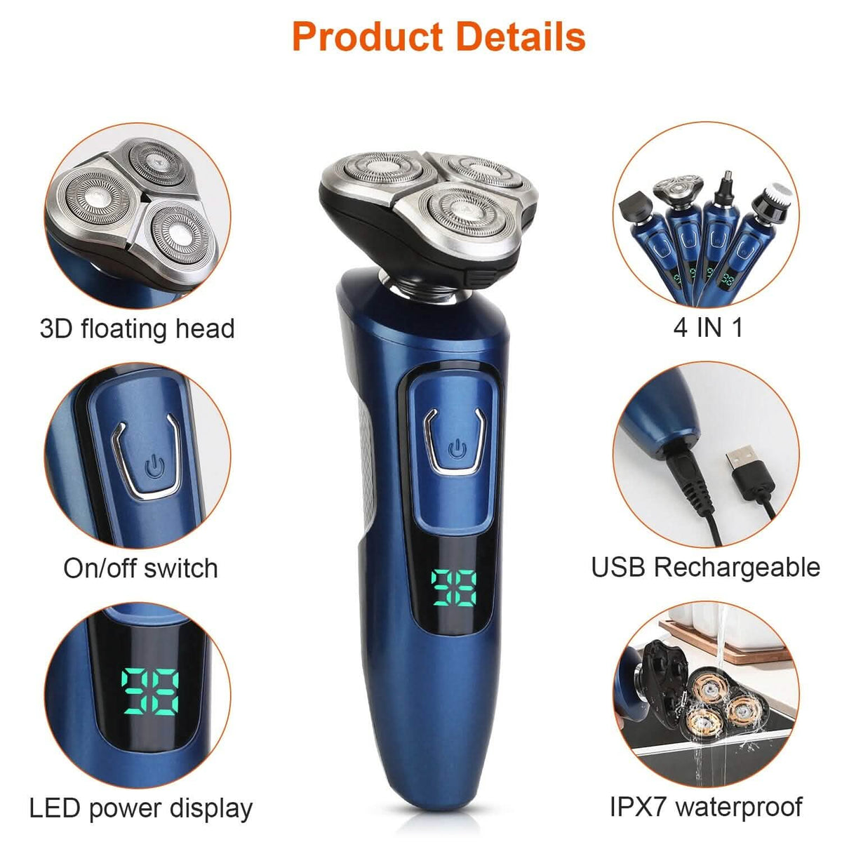 4-In-1 Electric Razor Shaver Rechargeable Cordless - A-1 Thread Vault