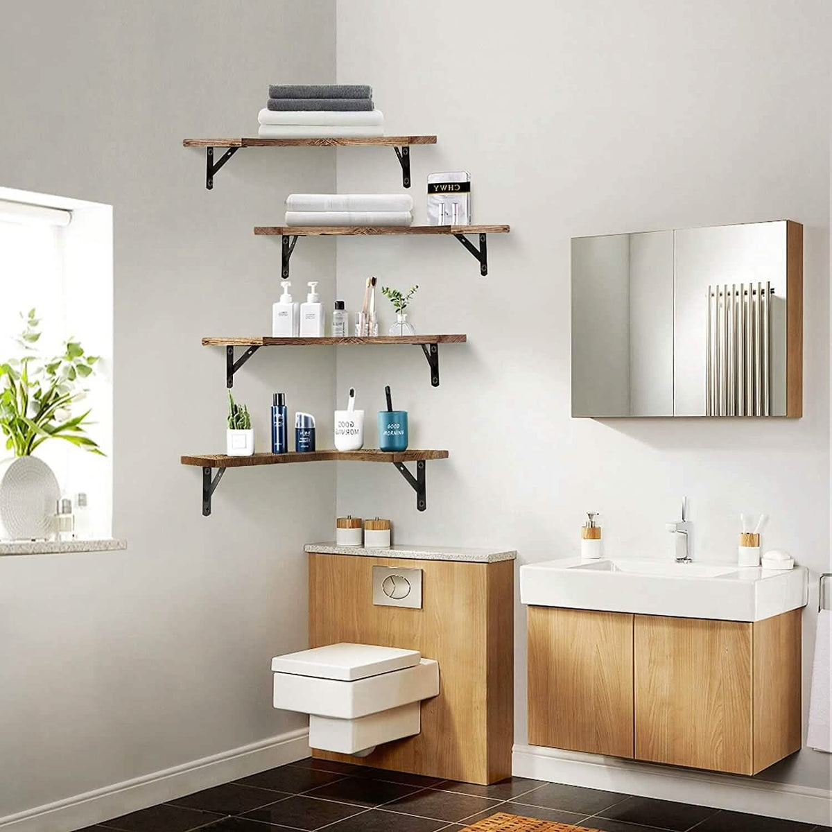 4-Pack: Corner Floating Shelf Wall Mount Display Storage - A-1 Thread Vault