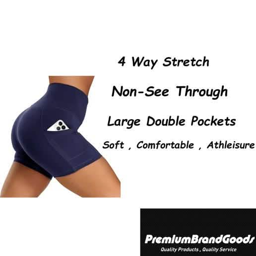 4-Pack: High Waist Soft Yoga Shorts for Women with 2 Side Pockets - A-1 Thread Vault