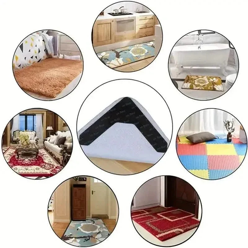 4-Pack: Reusable Non-Slip Carpet Rug Stickers - A-1 Thread Vault