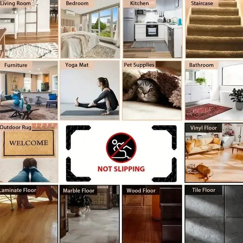 4-Pack: Reusable Non-Slip Carpet Rug Stickers - A-1 Thread Vault