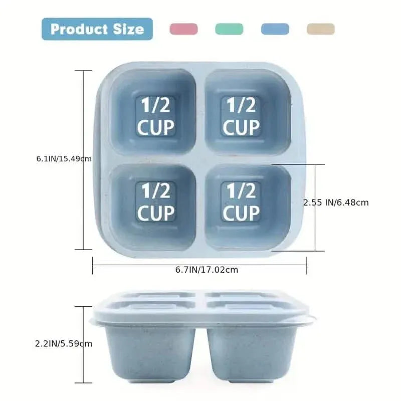 4-Pack: Snack Container With 4 Compartments, Divided Bento Lunch Box With Transparent Lids - A-1 Thread Vault