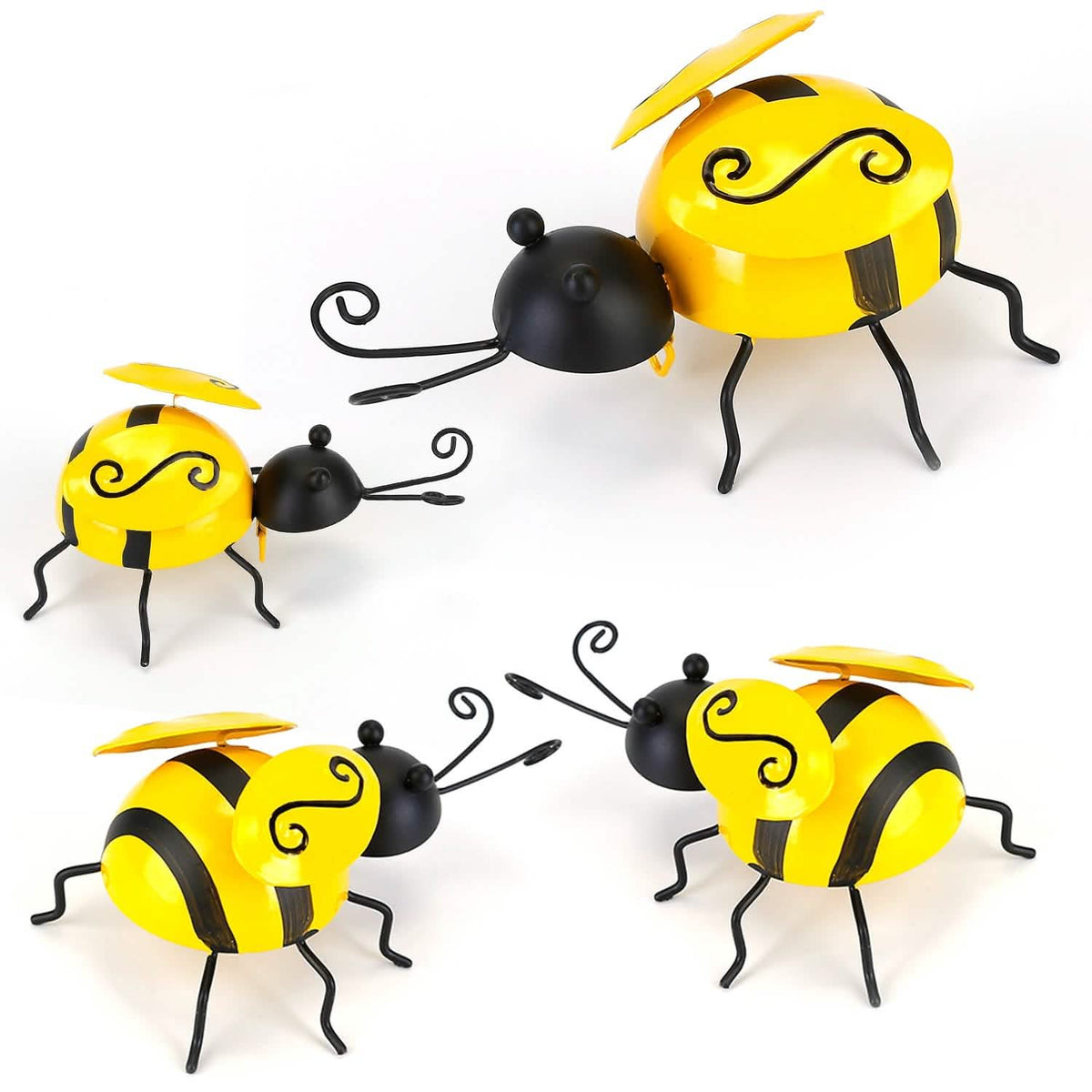4-Piece: 3D Bumble Bee Ornament Set - A-1 Thread Vault