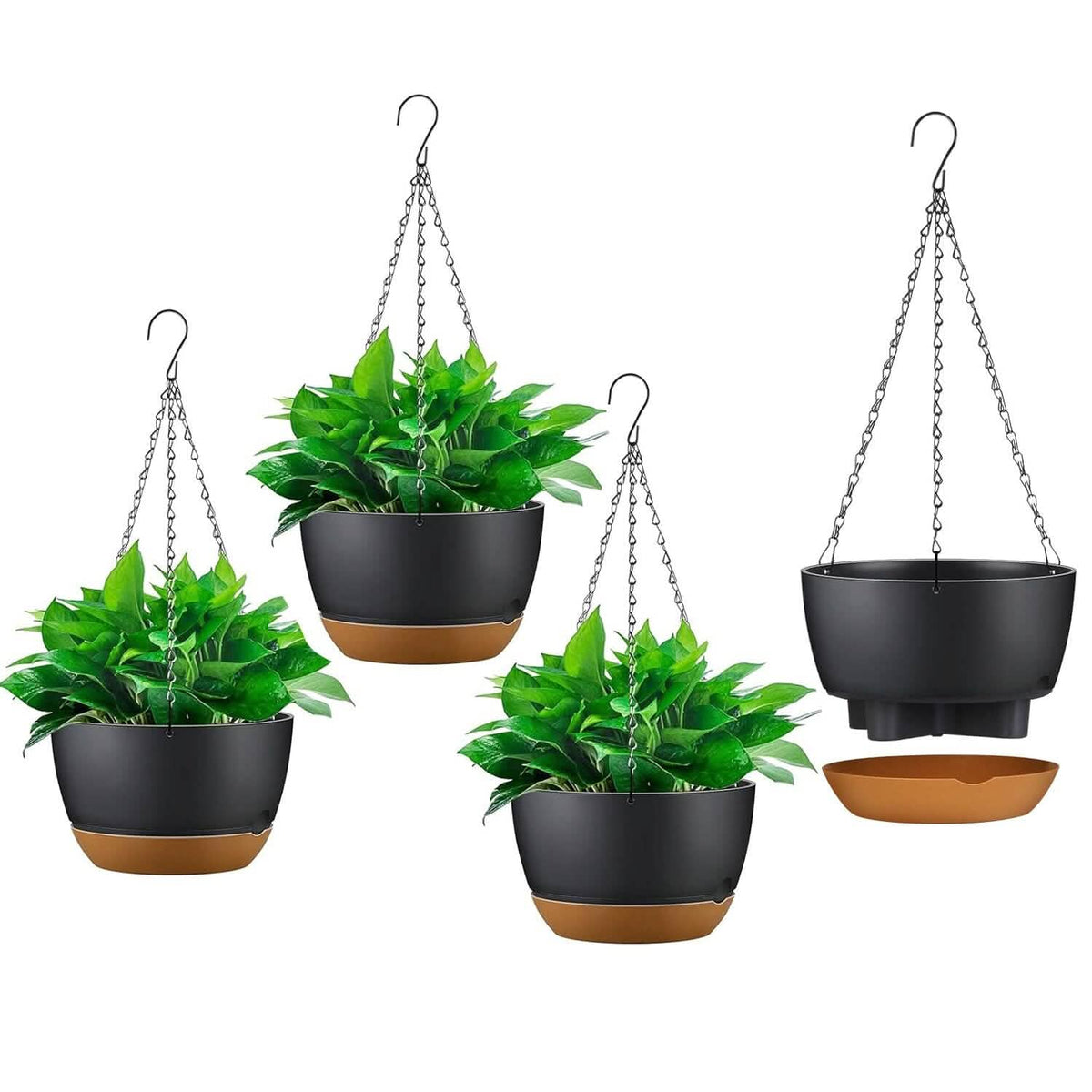 4-Piece: 9.64" Diameter Hanging Planter with Drainage Holes - A-1 Thread Vault