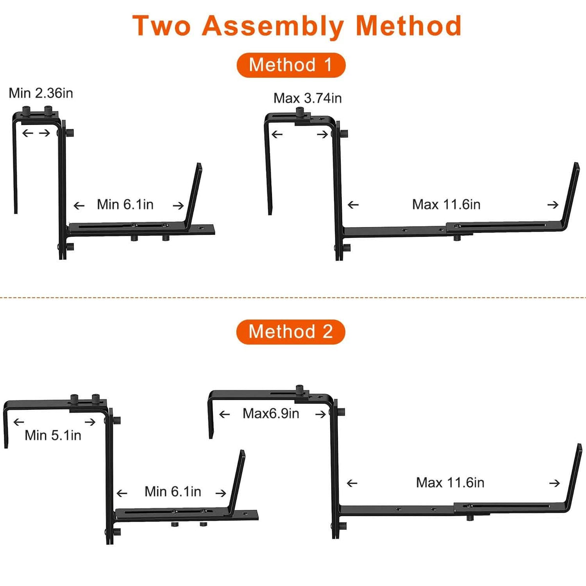 4-Piece: Adjustable Planter Box Brackets - A-1 Thread Vault