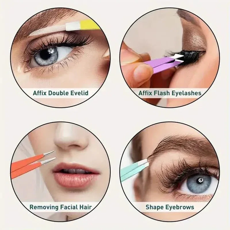 4-Pieces: Tweezers For Eyebrows, Straight, Slant, Angled and Pointy Tip - A-1 Thread Vault