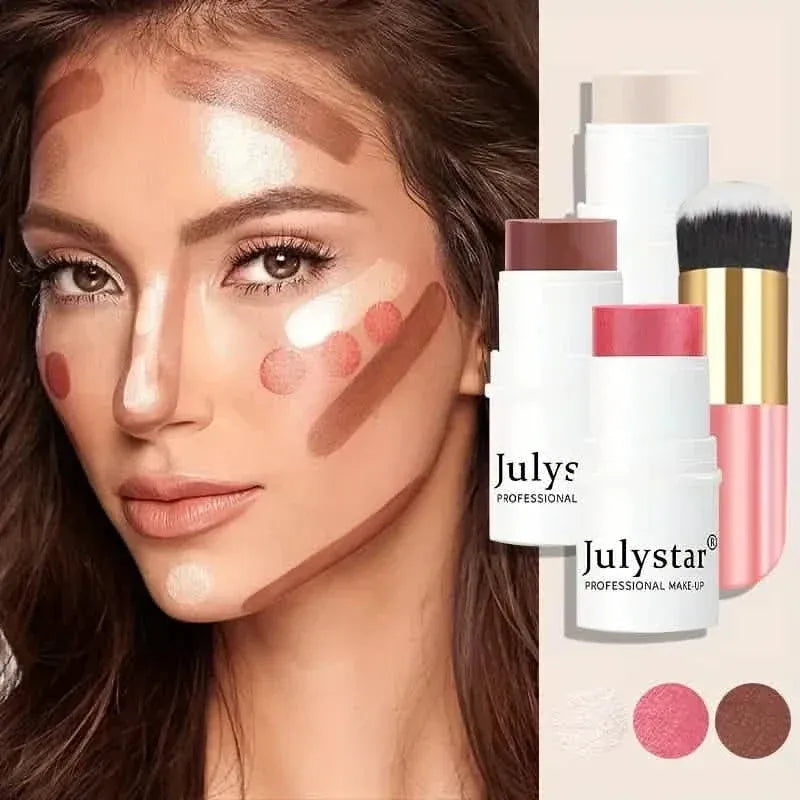4-Pieces: Ultimate Cream Contour Kit - Seamless Blending Sticks with Highlighter, Blush & Bronzer - A-1 Thread Vault