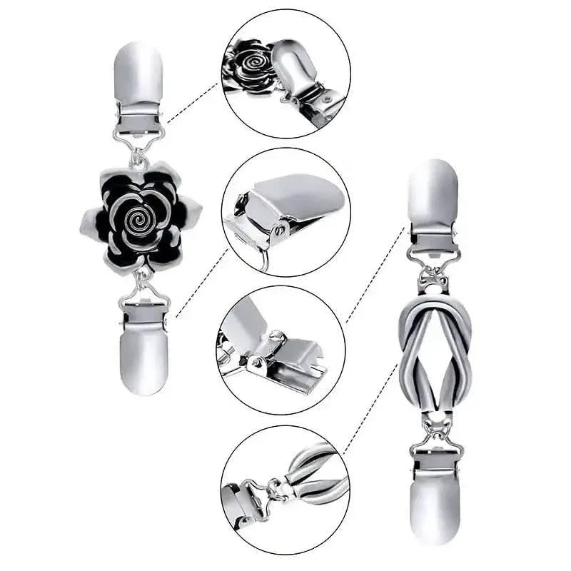 4-Pieces: Vintage Sweater Shawl Clips Retro Cardigan Collar Clips - A-1 Thread Vault