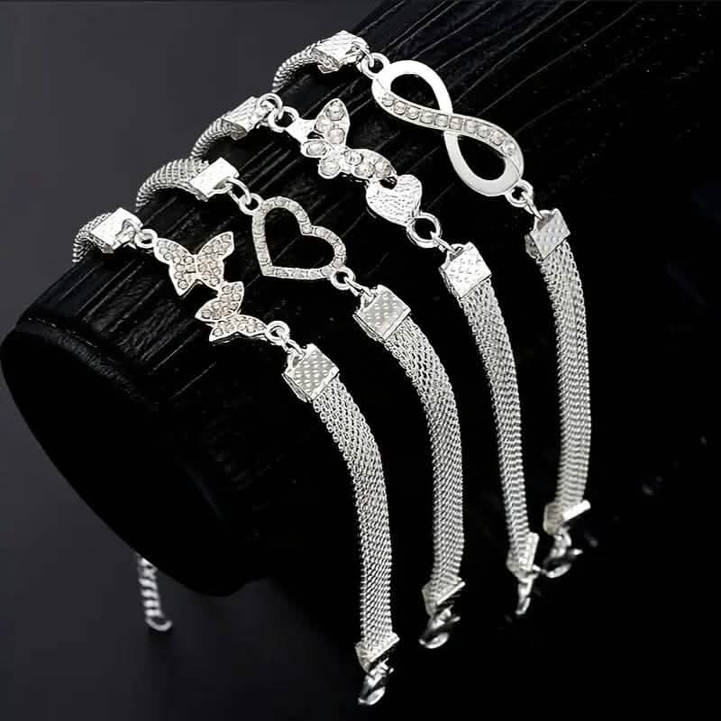 4-Pieces: Wide Edge Chain Anklets Set - A-1 Thread Vault