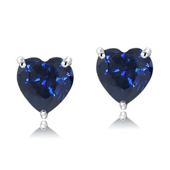 4.00 Ct Blue Sapphire Heart Shape Simulated Stud Earrings 14k White Gold - A-1 Thread Vault