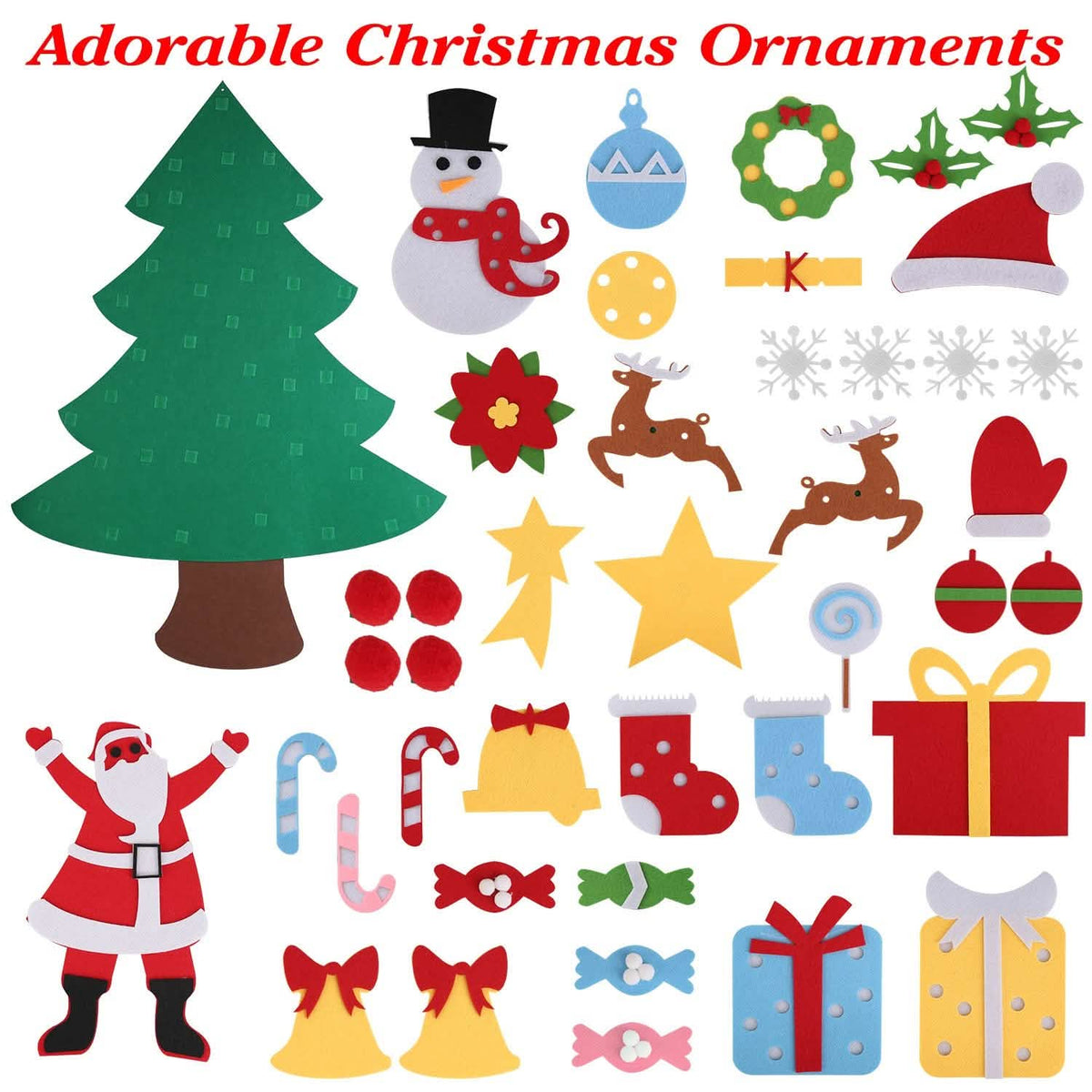 41-Piece: DIY Felt Christmas Tree Detachable Ornaments for Kids - A-1 Thread Vault