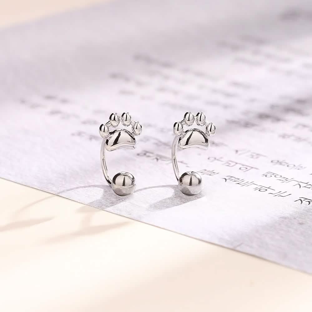 Sterling Silver Cat Paw Earrings – Screw-Back Studs, Elegant & Simple - A-1 Thread Vault