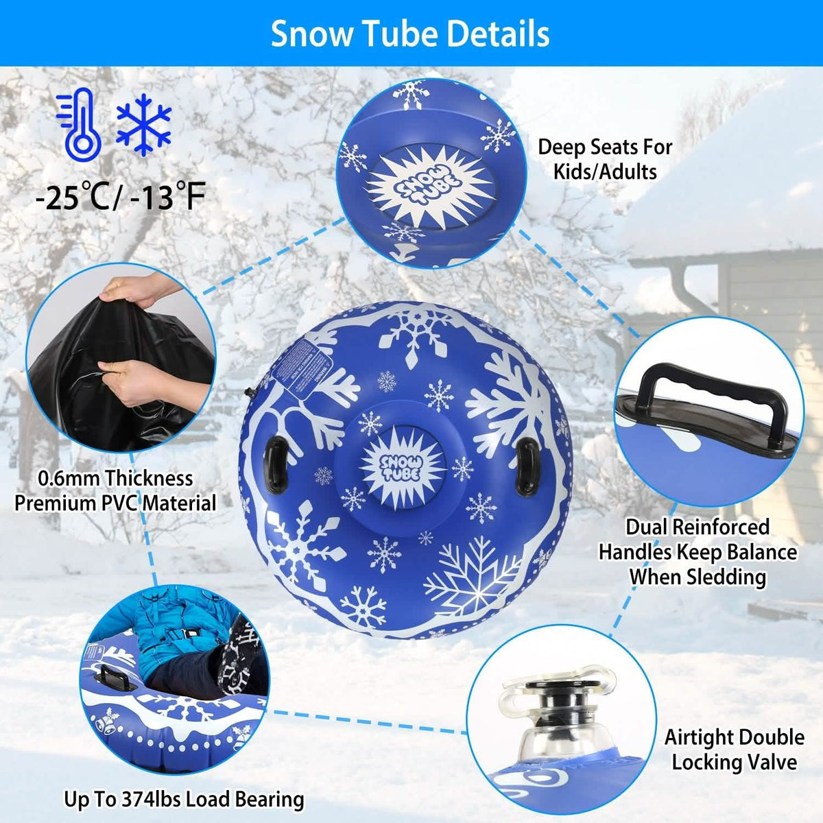 47-Inch Inflatable Snow Tube - A-1 Thread Vault