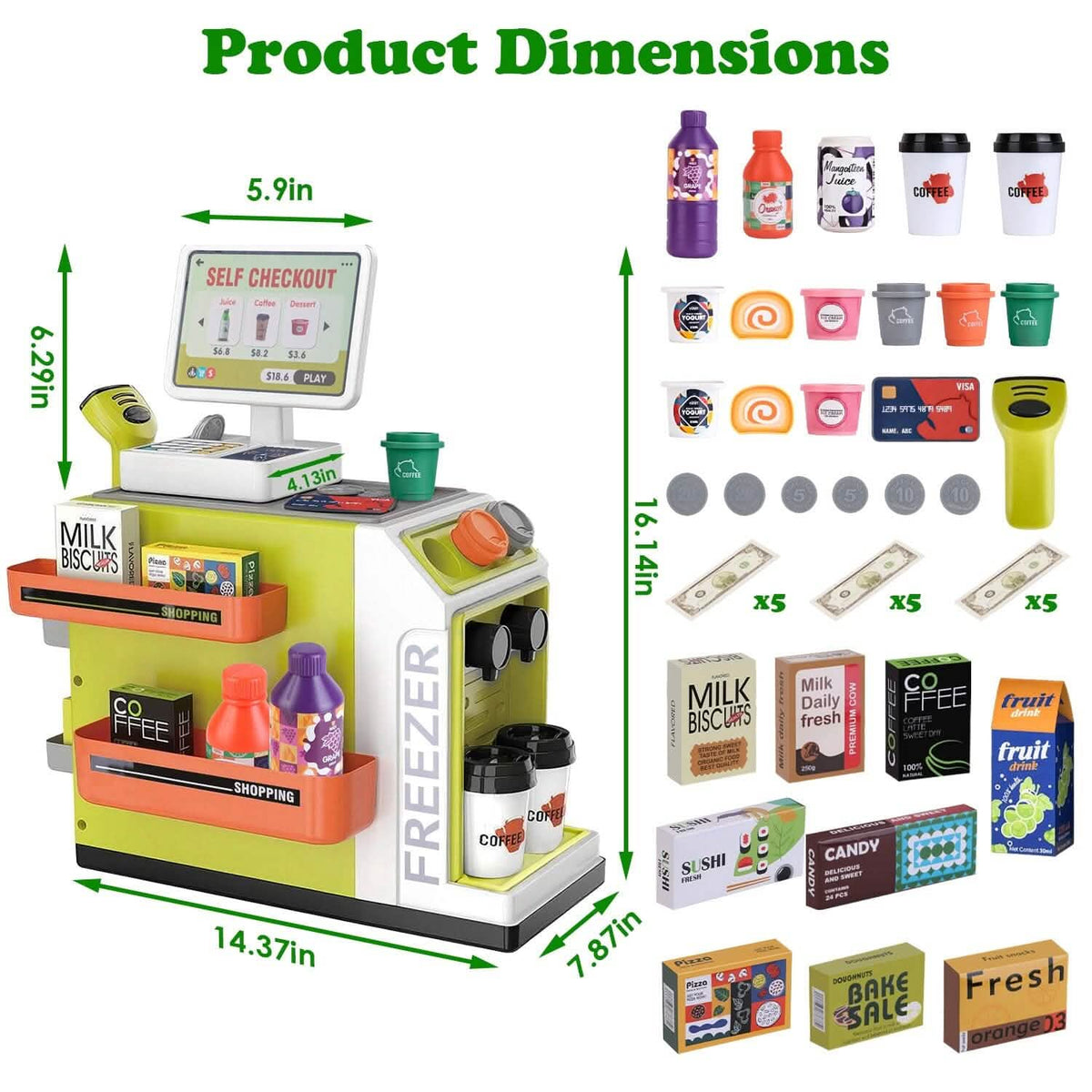 48-Piece: Pretend Cash Register Play Toy Set - A-1 Thread Vault
