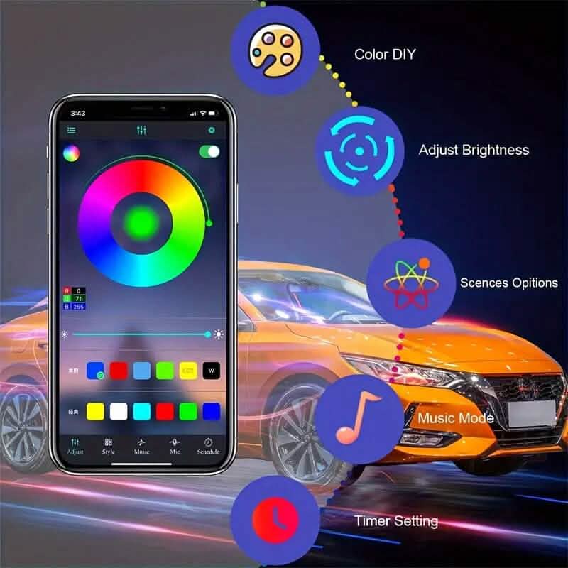 4.98 Meter Car Interior RGB LED Strip Lights - A-1 Thread Vault
