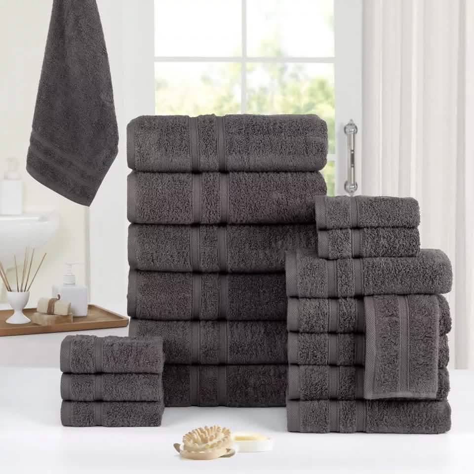 18-Piece: Bibb Home Zero Twist Egyptian Cotton Towel Set - A-1 Thread Vault