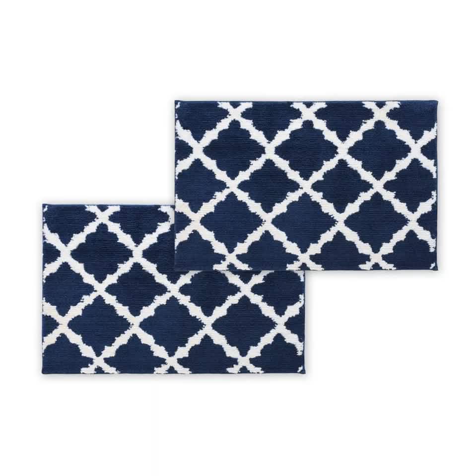 Bibb Home 1-2 Pack Trellis Micro Shag Bath Rugs 17" X 24" - A-1 Thread Vault