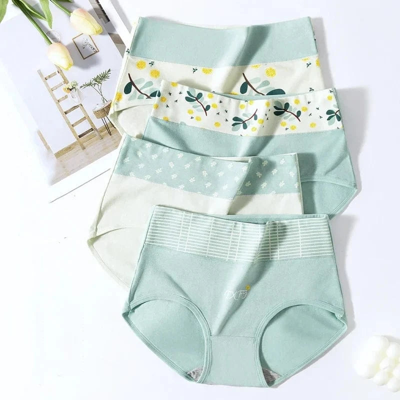 4PCS High Waist Women's Panties Body Shaper Underwear Breathable Cotton Underpants Plus Size M-5XL Panty Slimming Female Briefs - A-1 Thread Vault