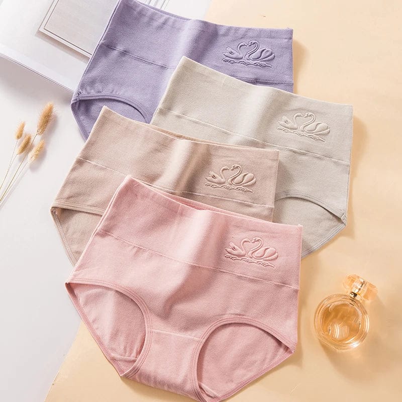 4PCS High Waist Women's Panties Body Shaper Underwear Breathable Cotton Underpants Plus Size M-5XL Panty Slimming Female Briefs - A-1 Thread Vault