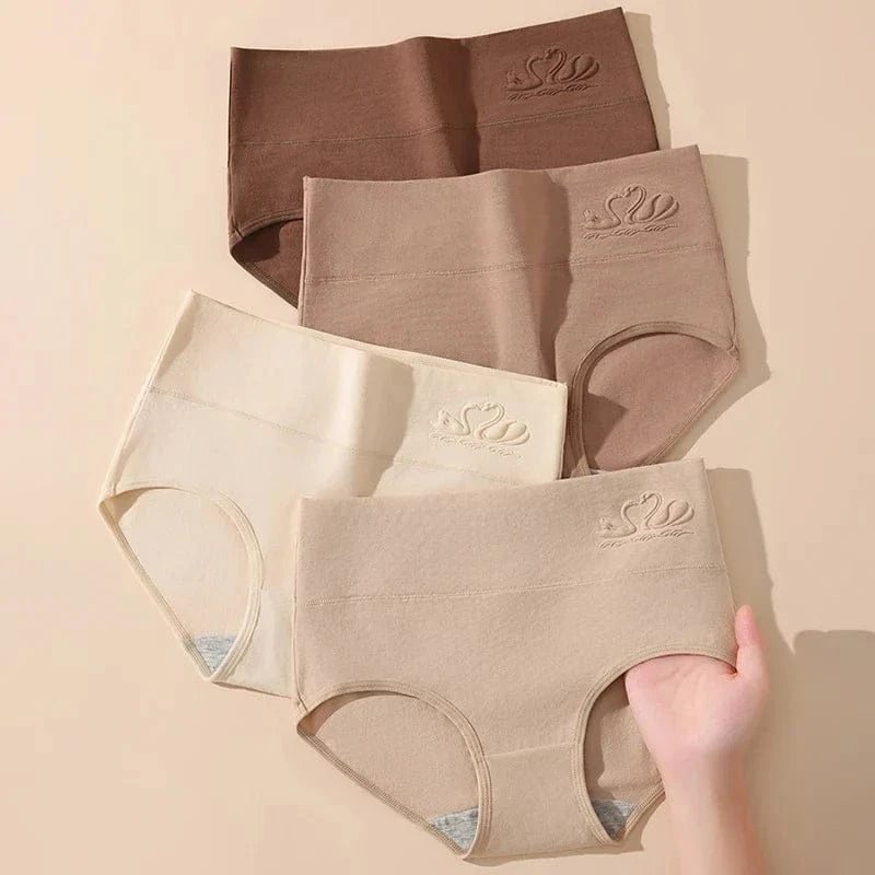 4PCS High Waist Women's Panties Body Shaper Underwear Breathable Cotton Underpants Plus Size M-5XL Panty Slimming Female Briefs - A-1 Thread Vault