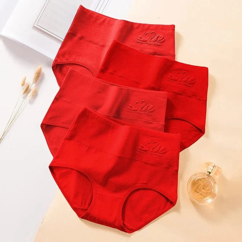 4PCS High Waist Women's Panties Body Shaper Underwear Breathable Cotton Underpants Plus Size M-5XL Panty Slimming Female Briefs - A-1 Thread Vault