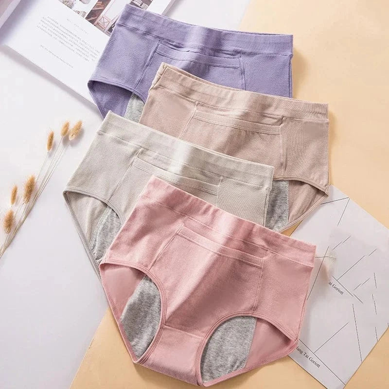 4Pcs Women's Menstrual Panties Physiological Pants Leak Proof Underwear Ladies Period Panty High Waist Cotton Briefs Lingerie - A-1 Thread Vault