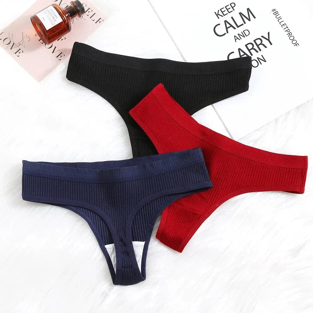 4Pcs Women's Panties Fashion Striped Thongs Soft Cotton Underwear Ladies Sexy Lingeries Sports Breathable G-Strings Cozy T-Back - A-1 Thread Vault