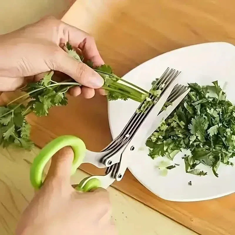 5-Blade Stainless Steel Herb Scissors Set - Versatile Kitchen Shears - A-1 Thread Vault