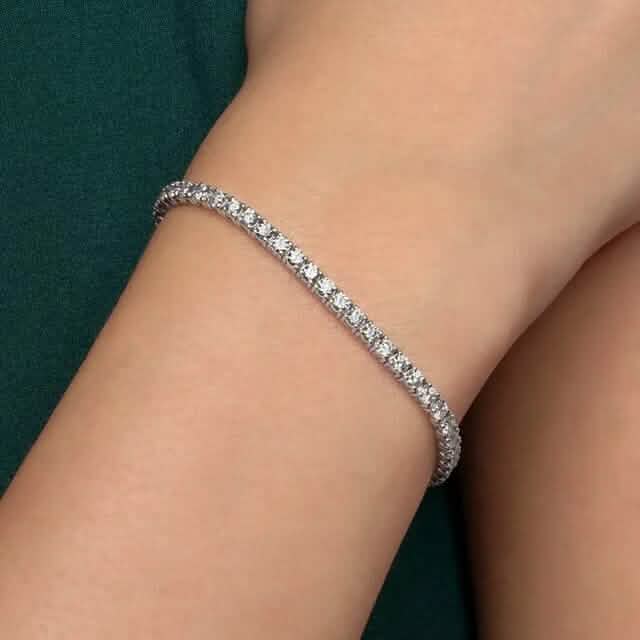 5 Cts Lab-Grown Round Brilliant Cut Diamonds Tennis Bracelet in 14K White Gold - A-1 Thread Vault