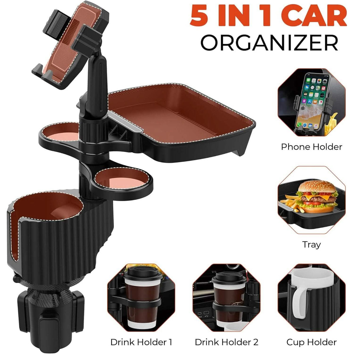 5-in-1 Car Organizer & Cup Holder - A-1 Thread Vault