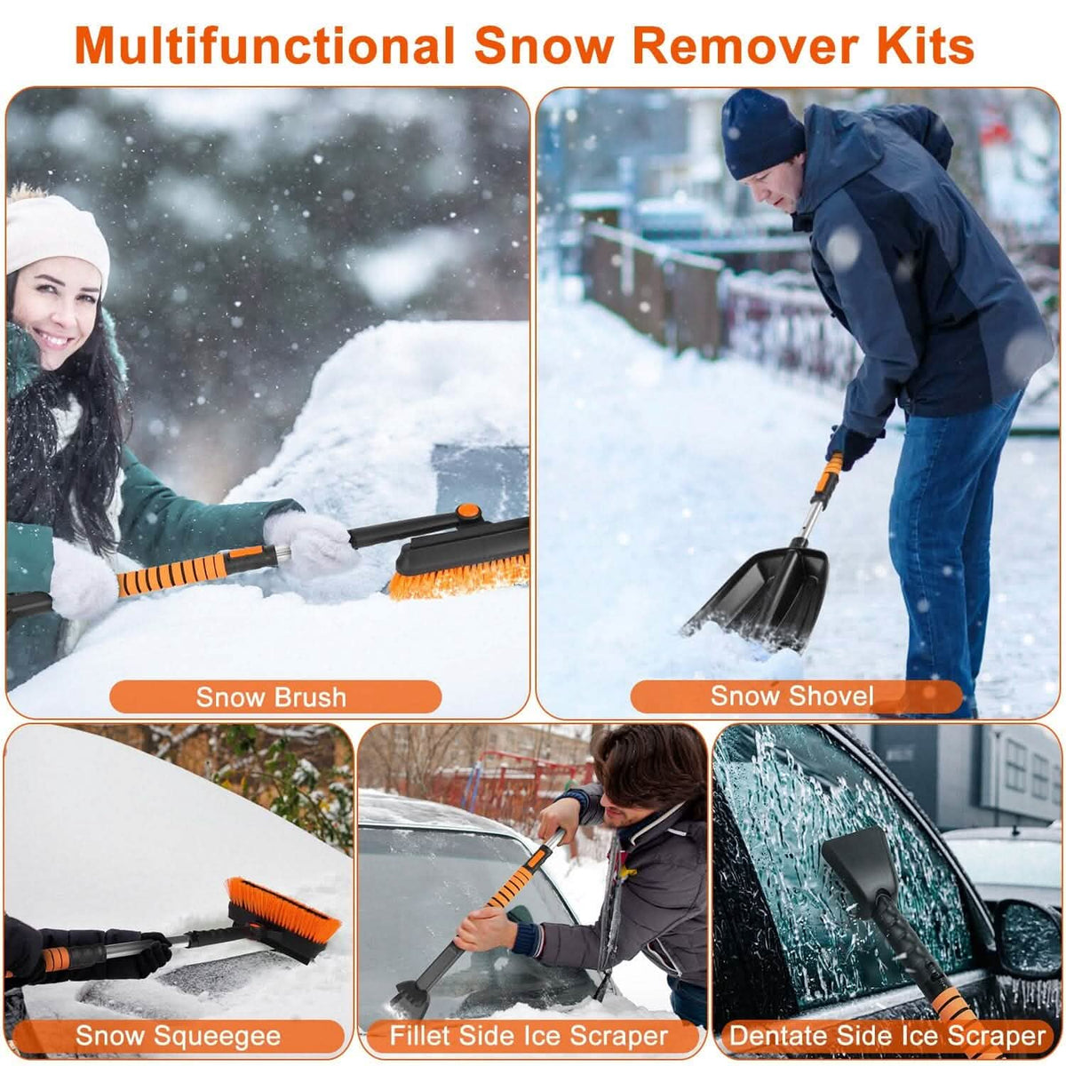 5-in-1 Detachable 180° Adjustable Ice Scraper Snow Shovel - A-1 Thread Vault