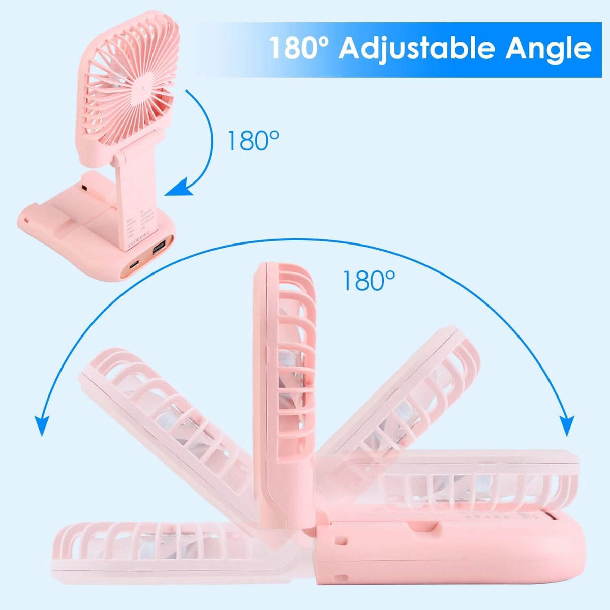 5-in-1 Folding Rechargeable Hands Free Mini Fan - A-1 Thread Vault
