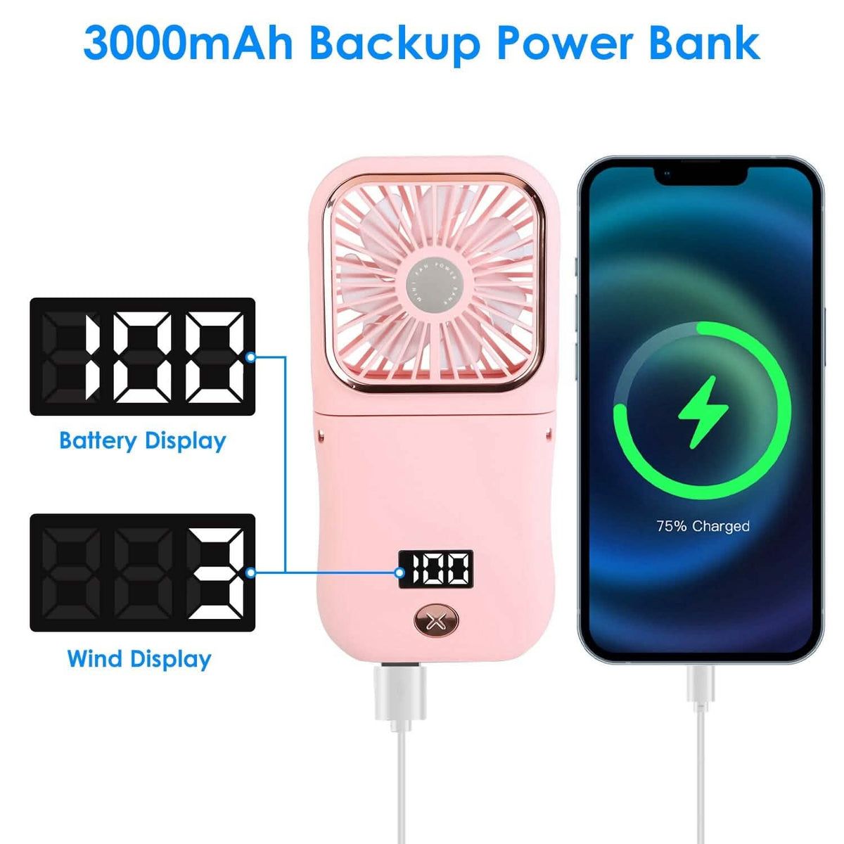 5-in-1 Folding Rechargeable Hands Free Mini Fan - A-1 Thread Vault